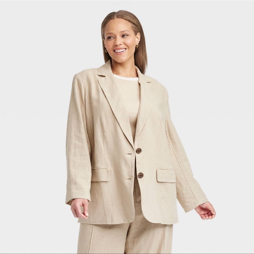 a new day Linen Spring Blazer in Tan Women's Size S